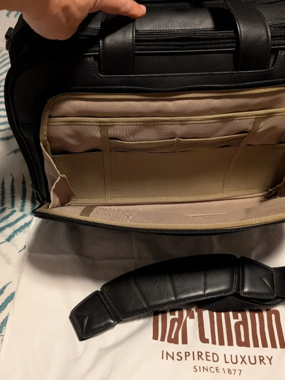Hartmann Briefcase, Advisor Series, Black Belting Leather, Triple Compartment